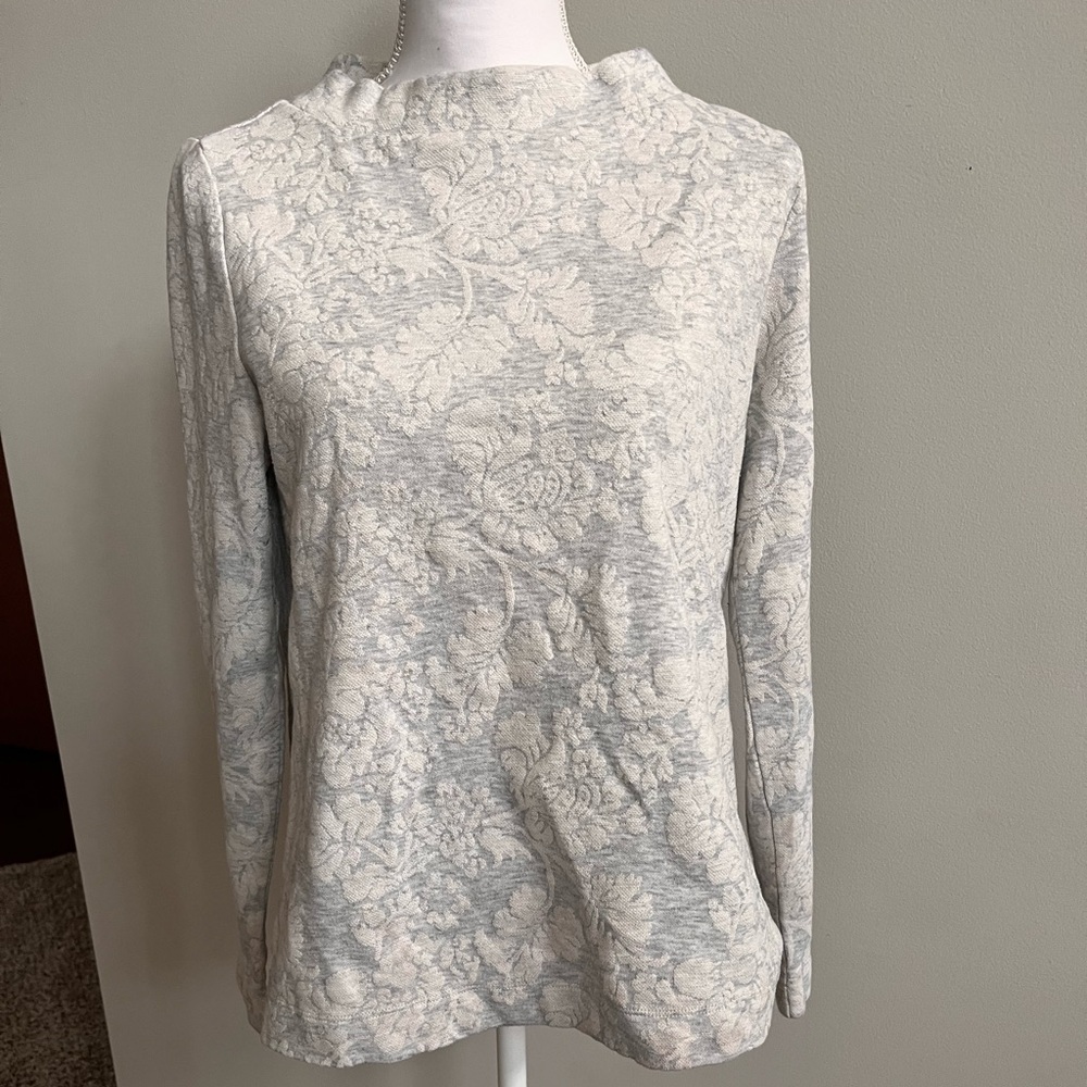 LOFT Cream Floral‎ Long Sleeve Top
